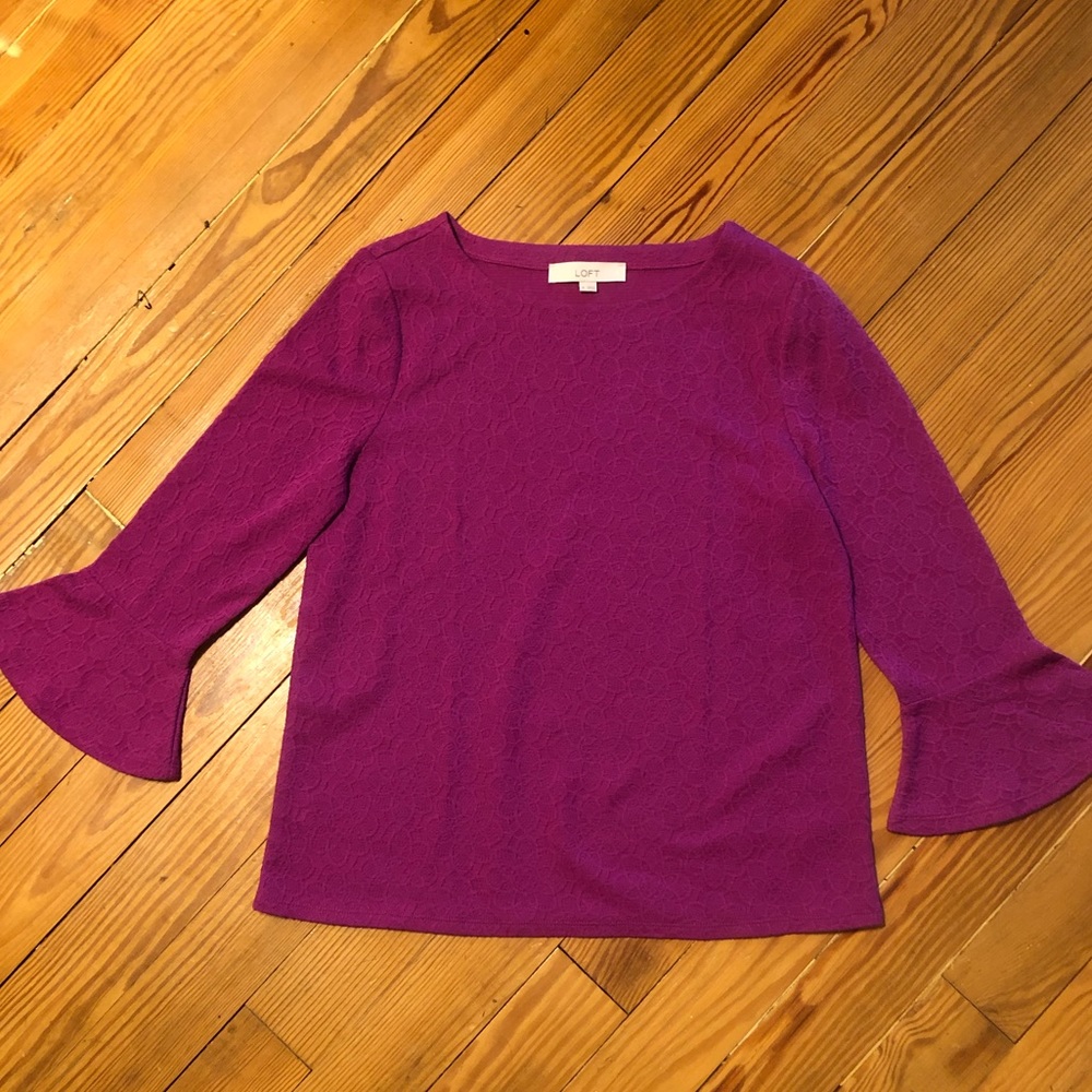 Pretty in Pink Textured Bell Sleeved Top.